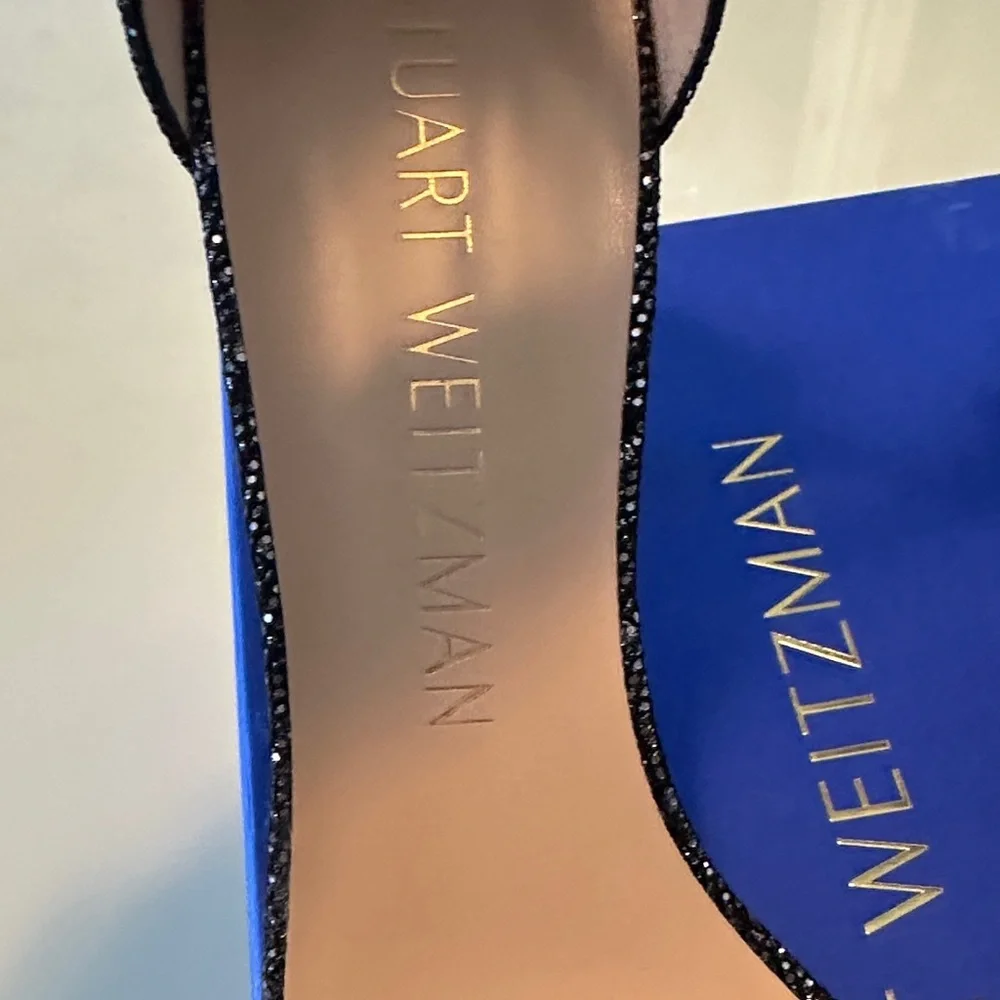 NWT Stuart Weitzman Amelina Gunmetal Glitter Heels - Picture 5 of 11